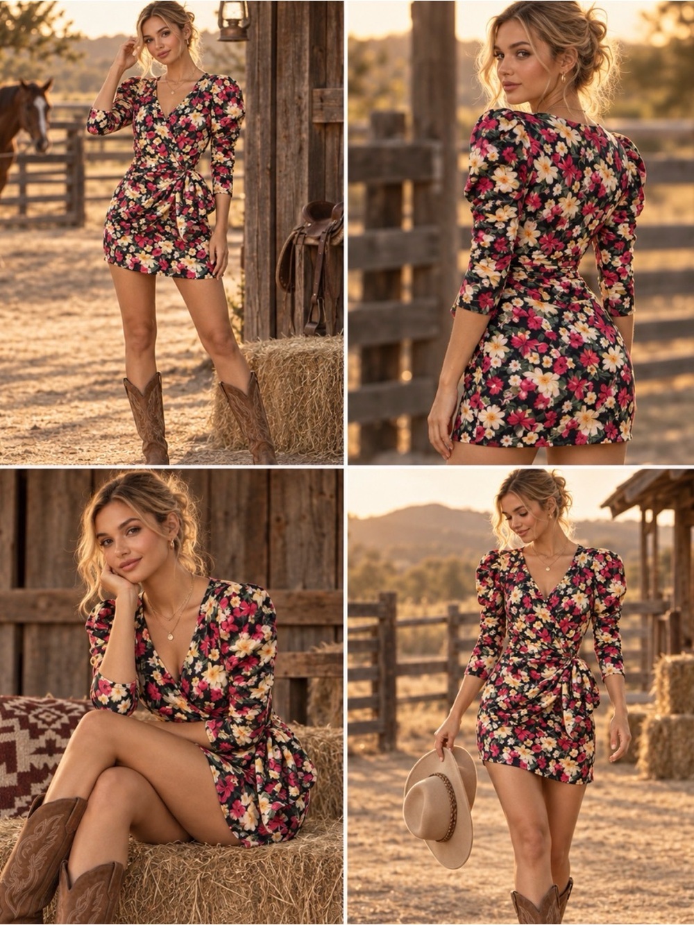 NA-KD Floral Wrap Mini Dress ✨ BNWT Statement Print Ruched Tie Waist Date Night